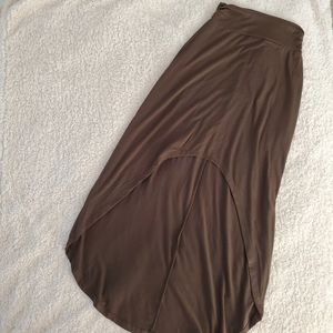 Army green high low skirt